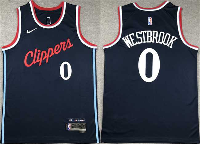 Men%27s Los Angeles Clippers #0 Russell Westbrook Navy Stitched Jersey